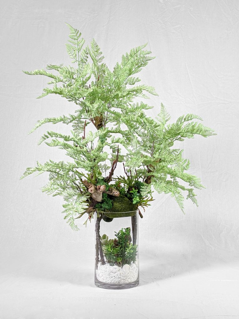 Artificial fern arrangement with glass vase TR 1 Daco Marketing